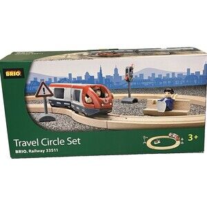 Starter BRIO Wooden Railway 33511 Travel Circle Set w/ People Train Cars Tracks